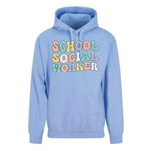 School Social Worker Groovy School Social Worker Crew Great Gift Unisex Surf Hoodie