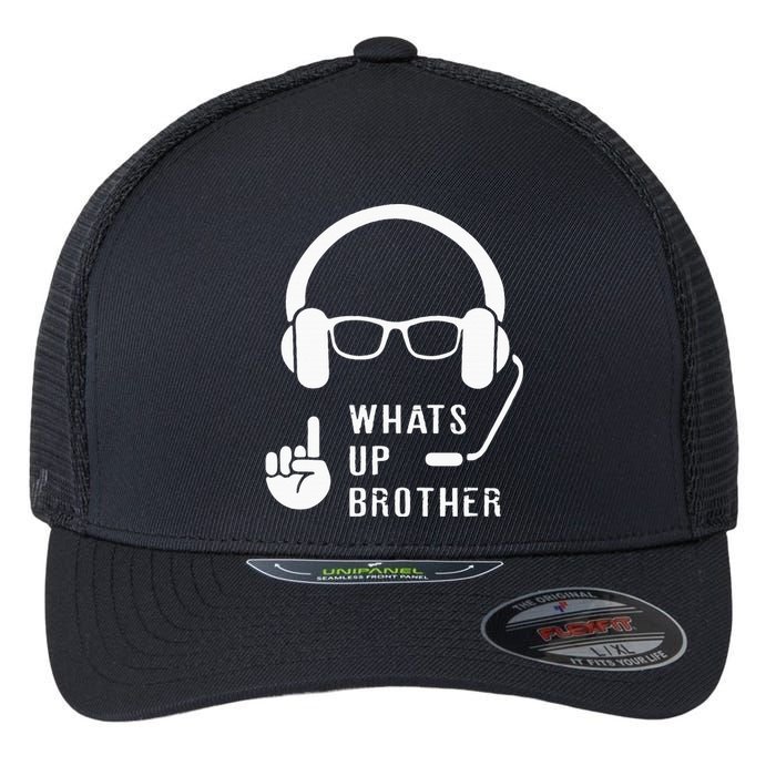 Sketch Streamer Whats Up Brother Flexfit Unipanel Trucker Cap