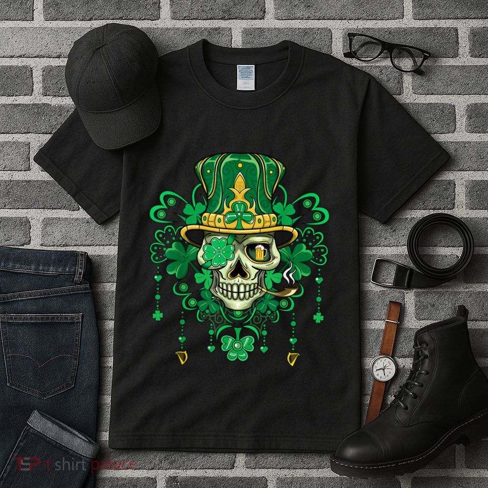 Sugar Skull Wearing Irish Leprechaun Hat St. PatrickS Day Tall T-Shirt