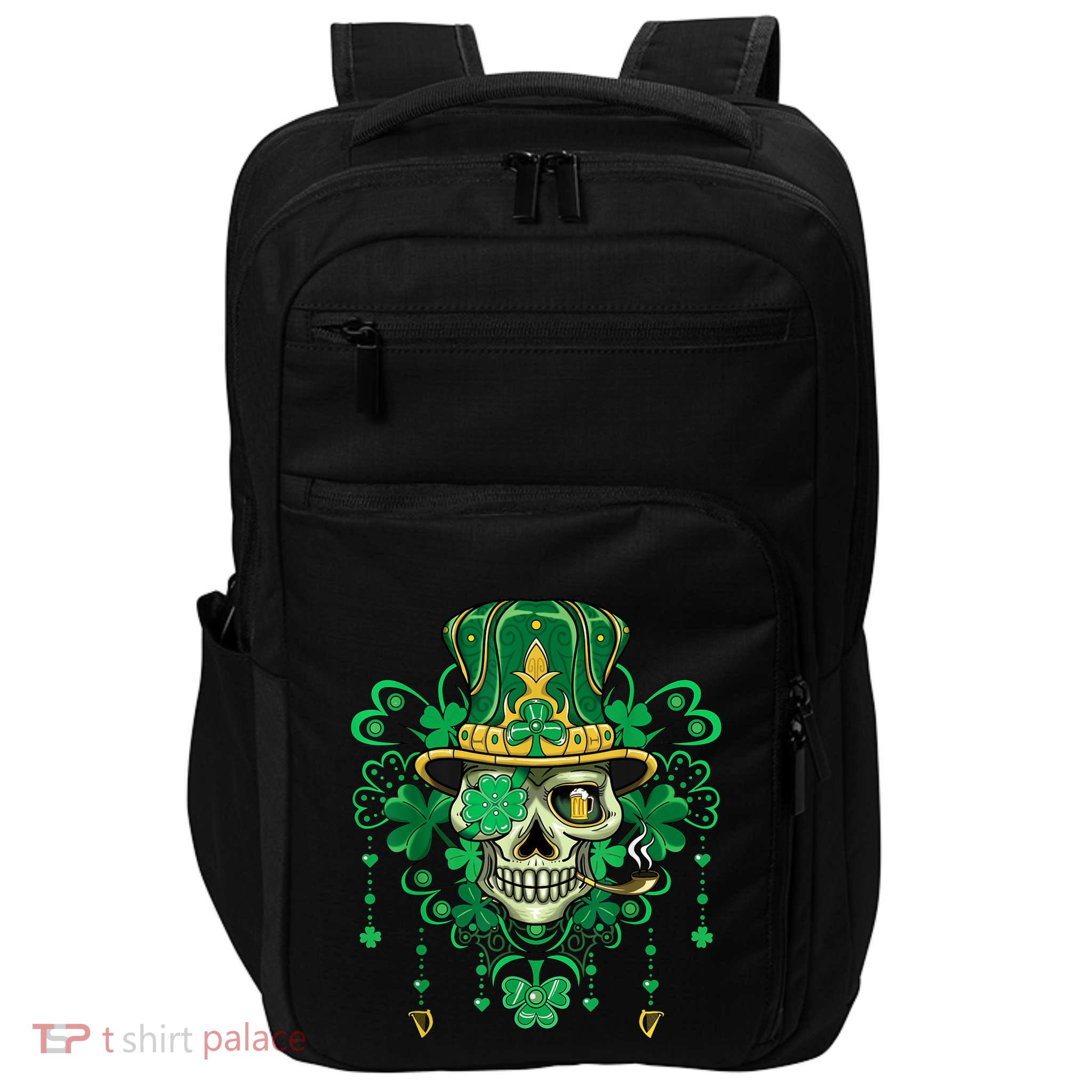 Sugar Skull Wearing Irish Leprechaun Hat St. PatrickS Day Impact Tech Backpack