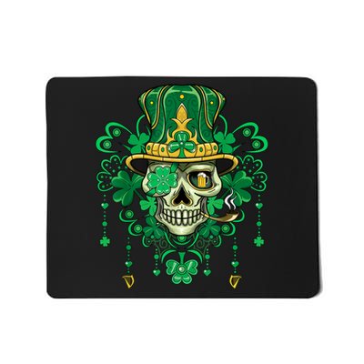 Sugar Skull Wearing Irish Leprechaun Hat St. PatrickS Day Mousepad