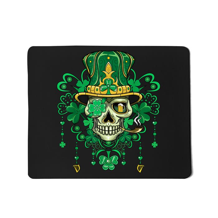 Sugar Skull Wearing Irish Leprechaun Hat St. PatrickS Day Mousepad