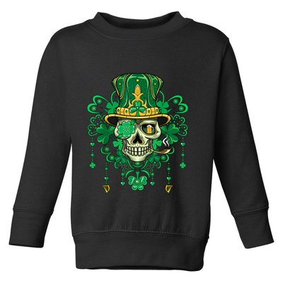 Sugar Skull Wearing Irish Leprechaun Hat St. PatrickS Day Toddler Sweatshirt