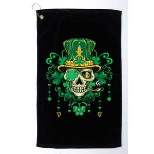 Sugar Skull Wearing Irish Leprechaun Hat St. PatrickS Day Platinum Collection Golf Towel