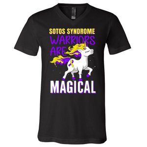 Sotos Syndrome Warriors Are Magical Cute Unicorn Awareness V-Neck T-Shirt