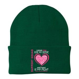 Support Squad Wear Pink Sister Breast Cancer Awareness Fight Knit Cap Winter Beanie