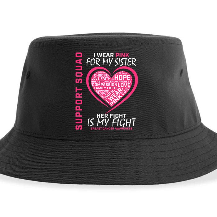 Support Squad Wear Pink Sister Breast Cancer Awareness Fight Sustainable Bucket Hat