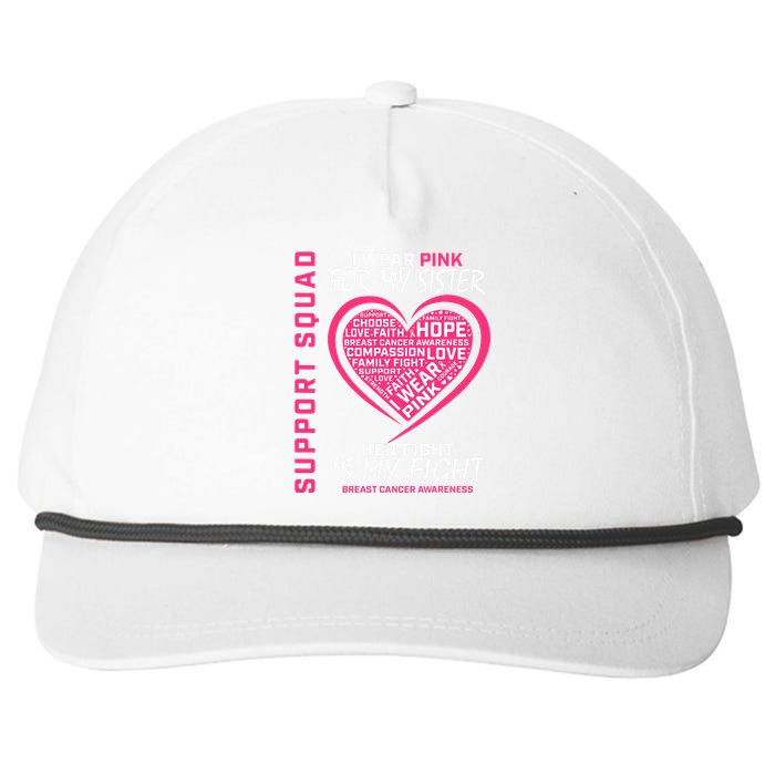 Support Squad Wear Pink Sister Breast Cancer Awareness Fight Snapback Five-Panel Rope Hat