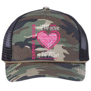 Support Squad Wear Pink Sister Breast Cancer Awareness Fight Retro Rope Trucker Hat Cap