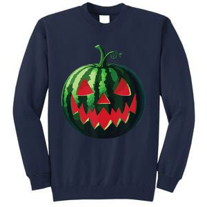 Spooky Summer Watermelon Jack O Lantern Halfway To Halloween Tall Sweatshirt