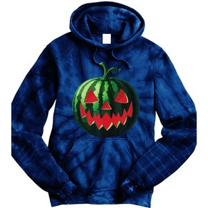 Spooky Summer Watermelon Jack O Lantern Halfway To Halloween Tie Dye Hoodie