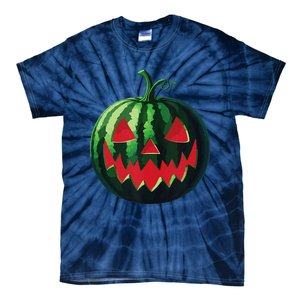 Spooky Summer Watermelon Jack O Lantern Halfway To Halloween Tie-Dye T-Shirt