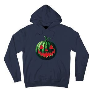 Spooky Summer Watermelon Jack O Lantern Halfway To Halloween Tall Hoodie