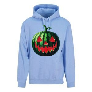 Spooky Summer Watermelon Jack O Lantern Halfway To Halloween Unisex Surf Hoodie