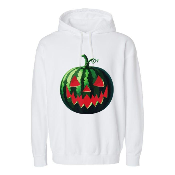 Spooky Summer Watermelon Jack O Lantern Halfway To Halloween Garment-Dyed Fleece Hoodie