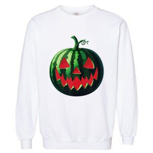 Spooky Summer Watermelon Jack O Lantern Halfway To Halloween Garment-Dyed Sweatshirt