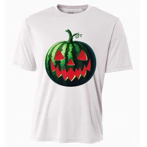 Spooky Summer Watermelon Jack O Lantern Halfway To Halloween Cooling Performance Crew T-Shirt