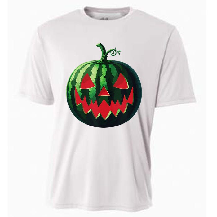 Spooky Summer Watermelon Jack O Lantern Halfway To Halloween Cooling Performance Crew T-Shirt