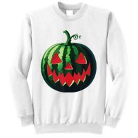 Spooky Summer Watermelon Jack O Lantern Halfway To Halloween Sweatshirt