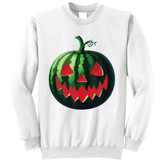 Spooky Summer Watermelon Jack O Lantern Halfway To Halloween Sweatshirt