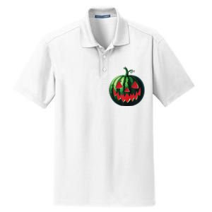 Spooky Summer Watermelon Jack O Lantern Halfway To Halloween Dry Zone Grid Polo