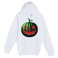 Spooky Summer Watermelon Jack O Lantern Halfway To Halloween Premium Pullover Hoodie