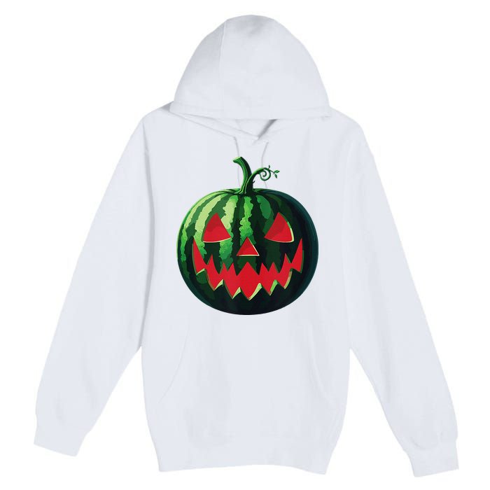 Spooky Summer Watermelon Jack O Lantern Halfway To Halloween Premium Pullover Hoodie