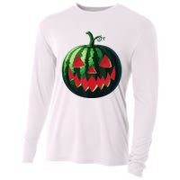 Spooky Summer Watermelon Jack O Lantern Halfway To Halloween Cooling Performance Long Sleeve Crew