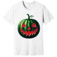 Spooky Summer Watermelon Jack O Lantern Halfway To Halloween Premium T-Shirt