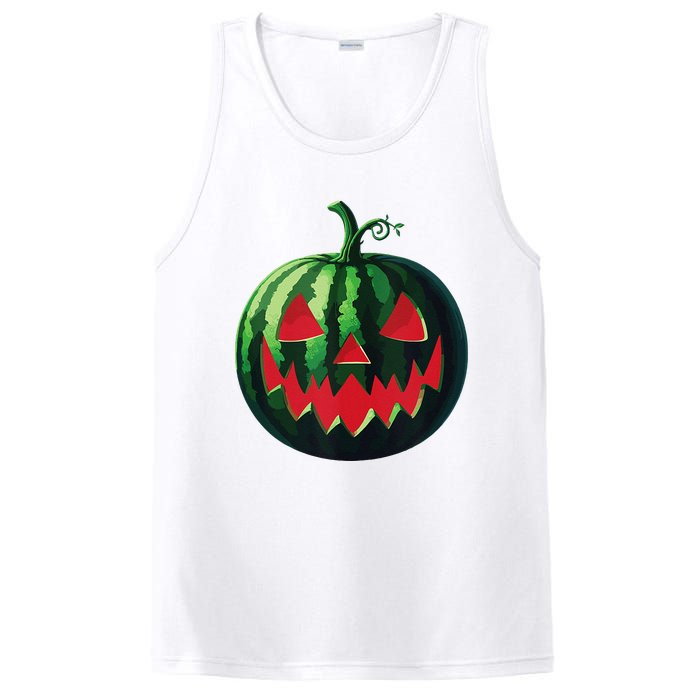 Spooky Summer Watermelon Jack O Lantern Halfway To Halloween PosiCharge Competitor Tank