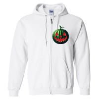 Spooky Summer Watermelon Jack O Lantern Halfway To Halloween Full Zip Hoodie