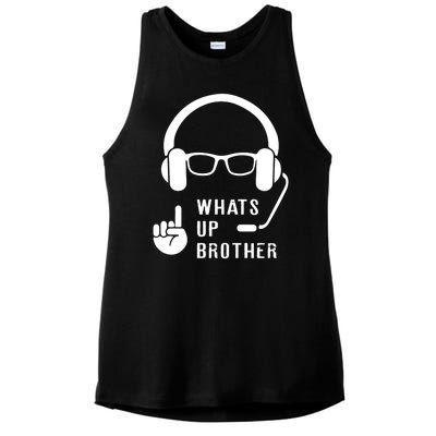 Sketch Streamer Whats Up Brother Ladies PosiCharge Tri-Blend Wicking Tank