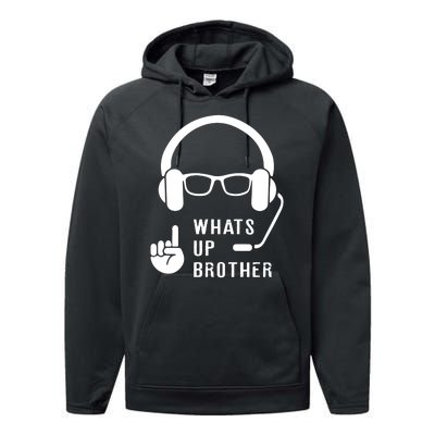 Sketch Streamer Whats Up Brother Performance Fleece Hoodie