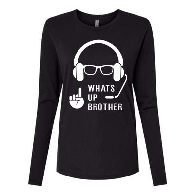 Sketch Streamer Whats Up Brother Womens Cotton Relaxed Long Sleeve T-Shirt