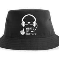 Sketch Streamer Whats Up Brother Sustainable Bucket Hat