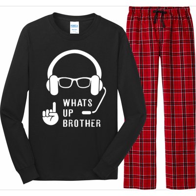 Sketch Streamer Whats Up Brother Long Sleeve Pajama Set