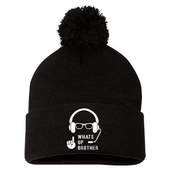 Sketch Streamer Whats Up Brother Pom Pom 12in Knit Beanie