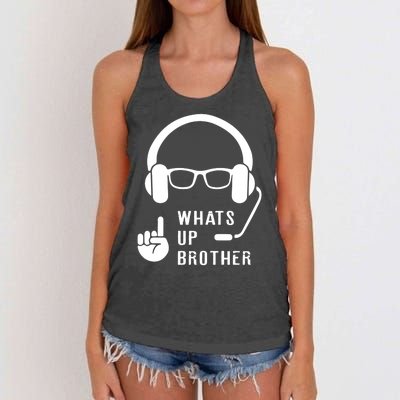 Sketch Streamer Whats Up Brother Women's Knotted Racerback Tank