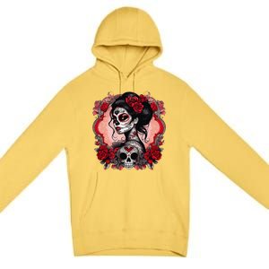 Sugar Skull Women De Los Muertos La Catrina Day Of The Dead Premium Pullover Hoodie