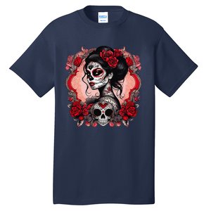 Sugar Skull Women De Los Muertos La Catrina Day Of The Dead Tall T-Shirt