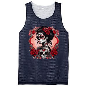 Sugar Skull Women De Los Muertos La Catrina Day Of The Dead Mesh Reversible Basketball Jersey Tank