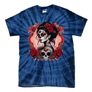 Sugar Skull Women De Los Muertos La Catrina Day Of The Dead Tie-Dye T-Shirt