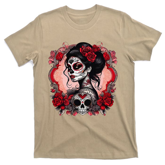 Sugar Skull Women De Los Muertos La Catrina Day Of The Dead T-Shirt