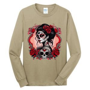 Sugar Skull Women De Los Muertos La Catrina Day Of The Dead Tall Long Sleeve T-Shirt