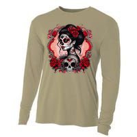 Sugar Skull Women De Los Muertos La Catrina Day Of The Dead Cooling Performance Long Sleeve Crew