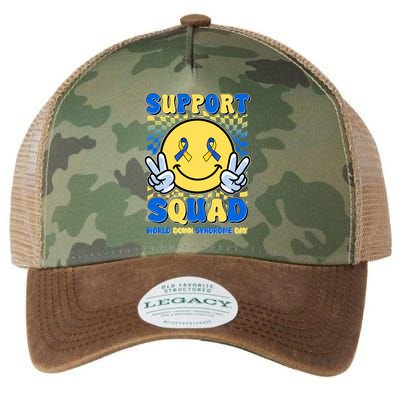 Support Squad World Down Syndrome Day Retro Smiley Emoji Legacy Tie Dye Trucker Hat