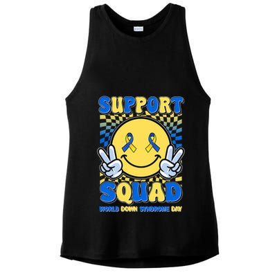 Support Squad World Down Syndrome Day Retro Smiley Emoji Ladies PosiCharge Tri-Blend Wicking Tank