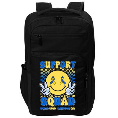 Support Squad World Down Syndrome Day Retro Smiley Emoji Impact Tech Backpack