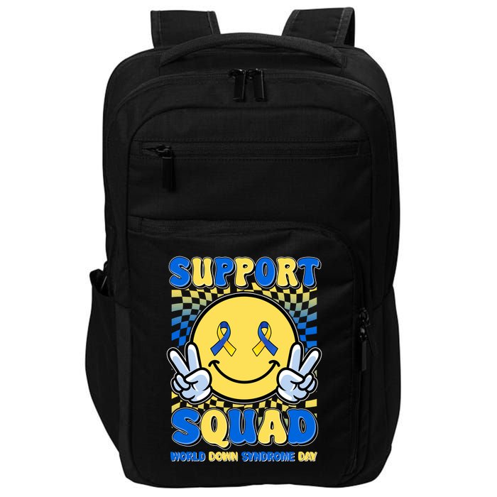 Support Squad World Down Syndrome Day Retro Smiley Emoji Impact Tech Backpack