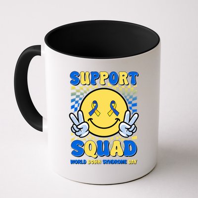 Support Squad World Down Syndrome Day Retro Smiley Emoji Mug
